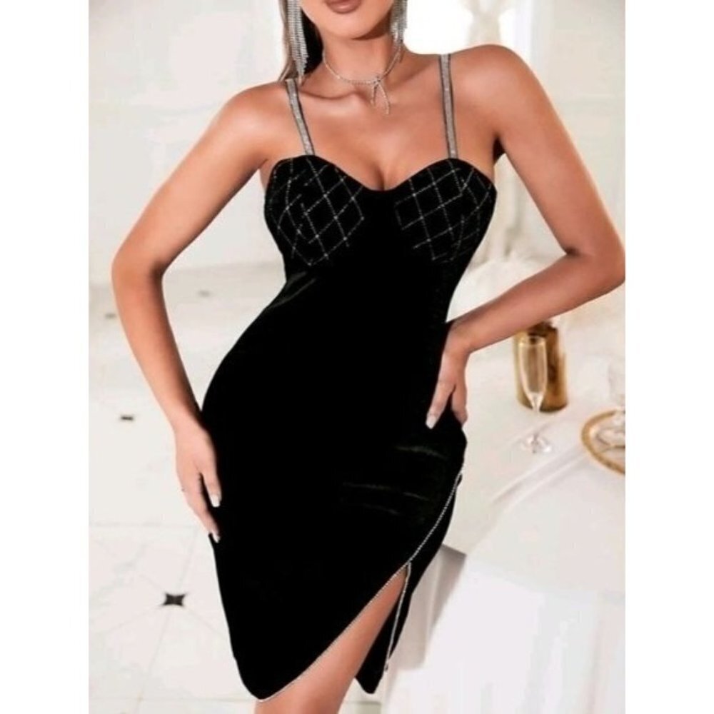 Rhinestone Veltet Cami Dress